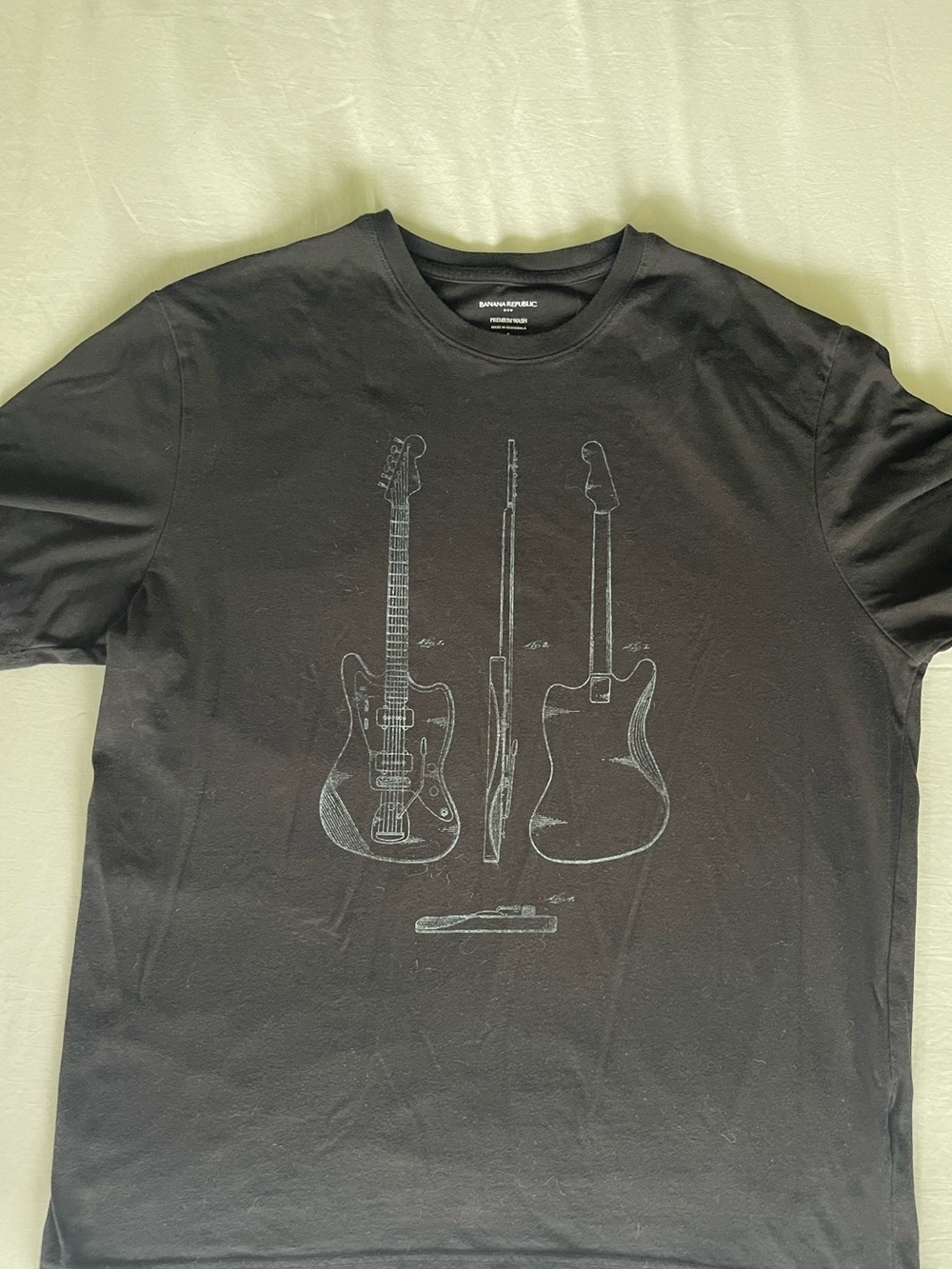 Banana Republic Black Short-Sleeve Guitar Blueprint Tee